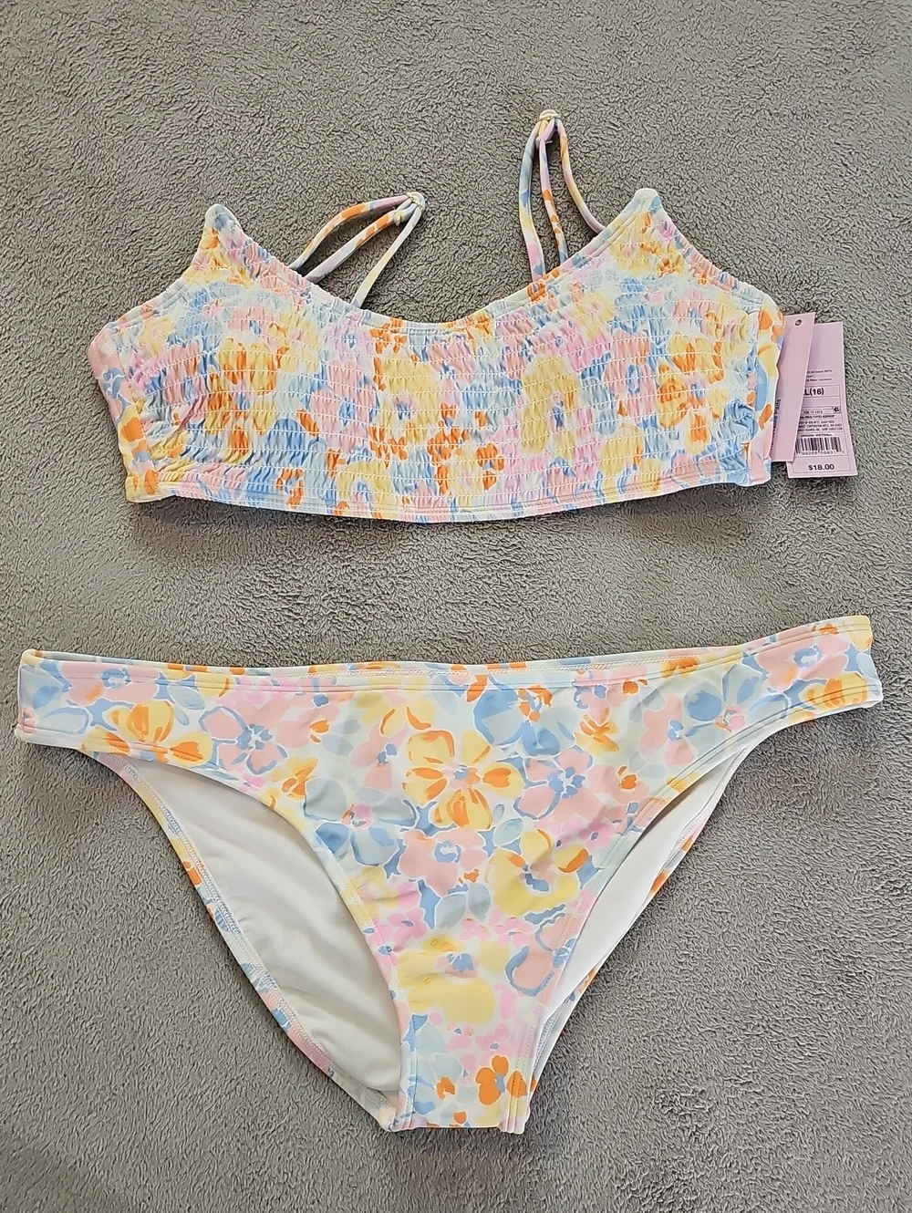Wild Fable Women's XL Pastel Floral Smocked Bikini Set